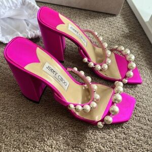 Jimmy Choo - Size 39 (fits like 9)- Amara Heel in Fuschia/ Pearl
